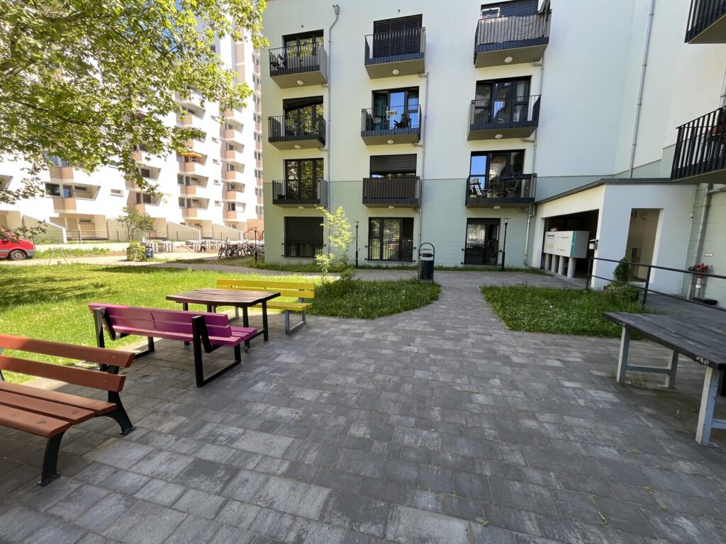 Seating in the courtyard